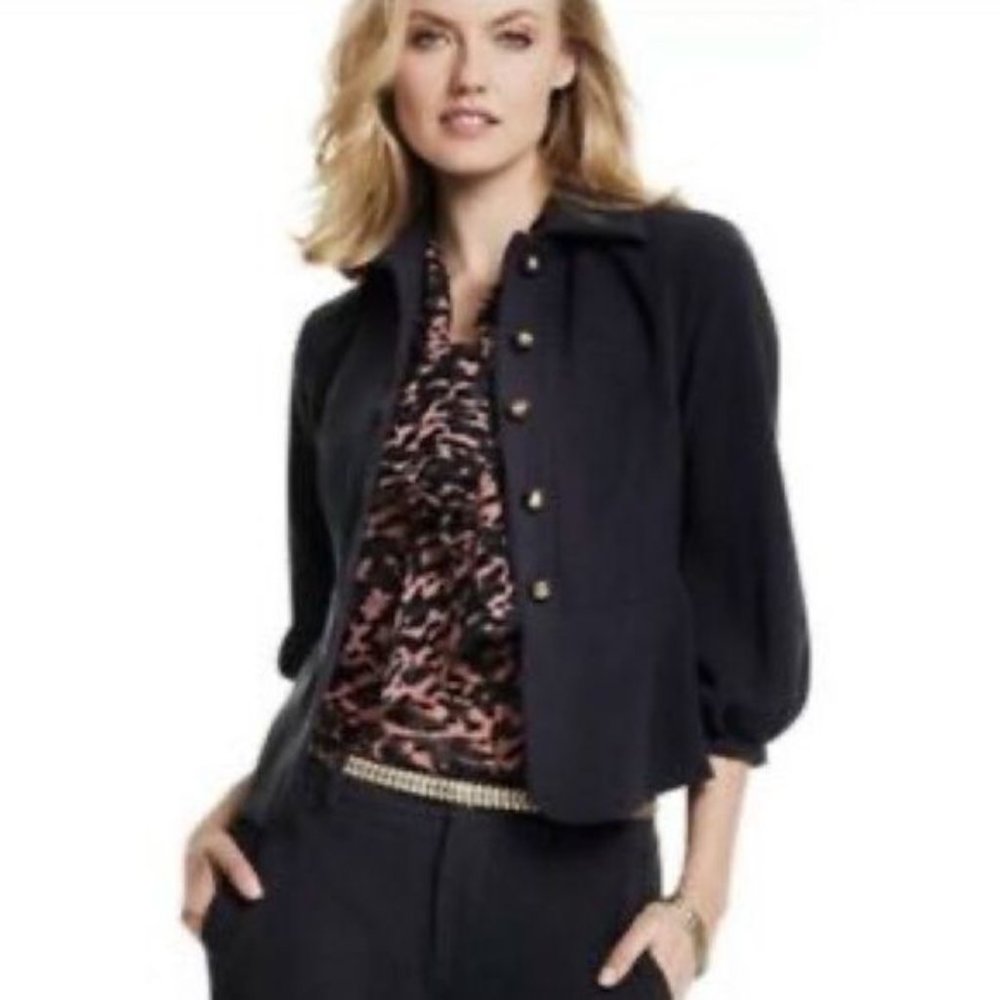 CAbi Peplum Black Jacket with Puffy Cuffs size 4
